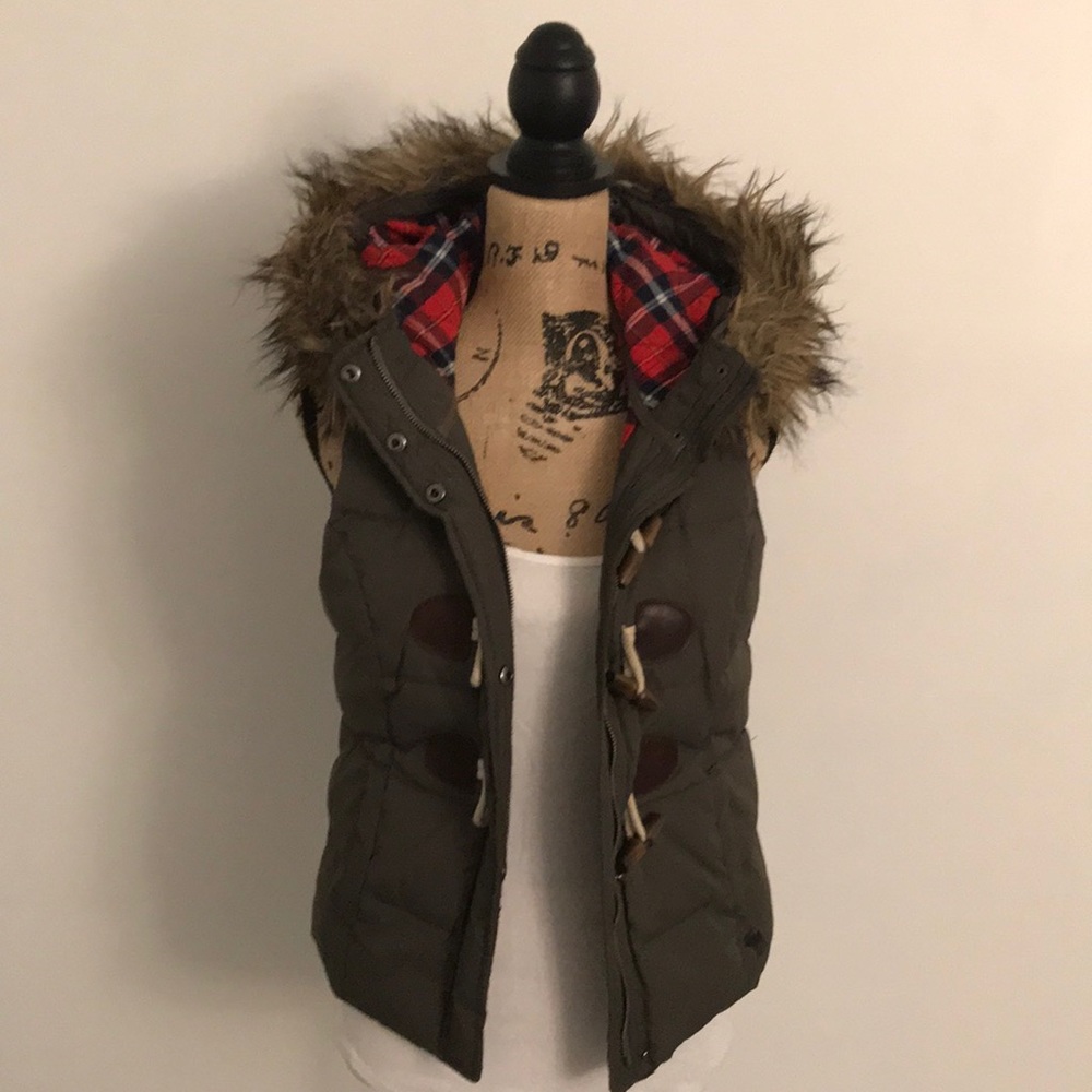 Flannel lined down vest